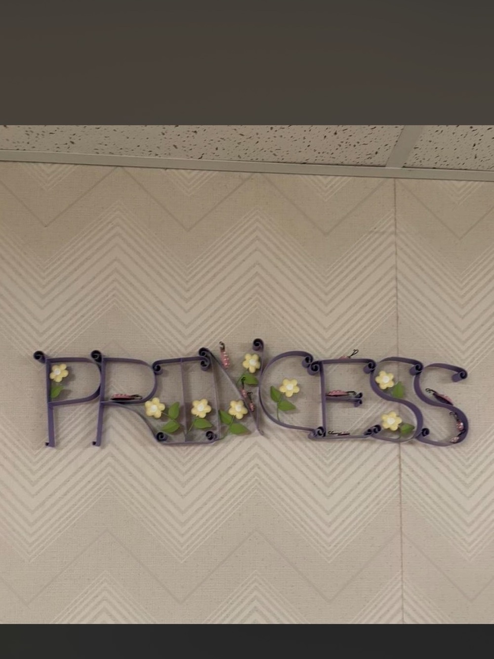 Purple Princess Wall Decor With Flowers and Ladybugs